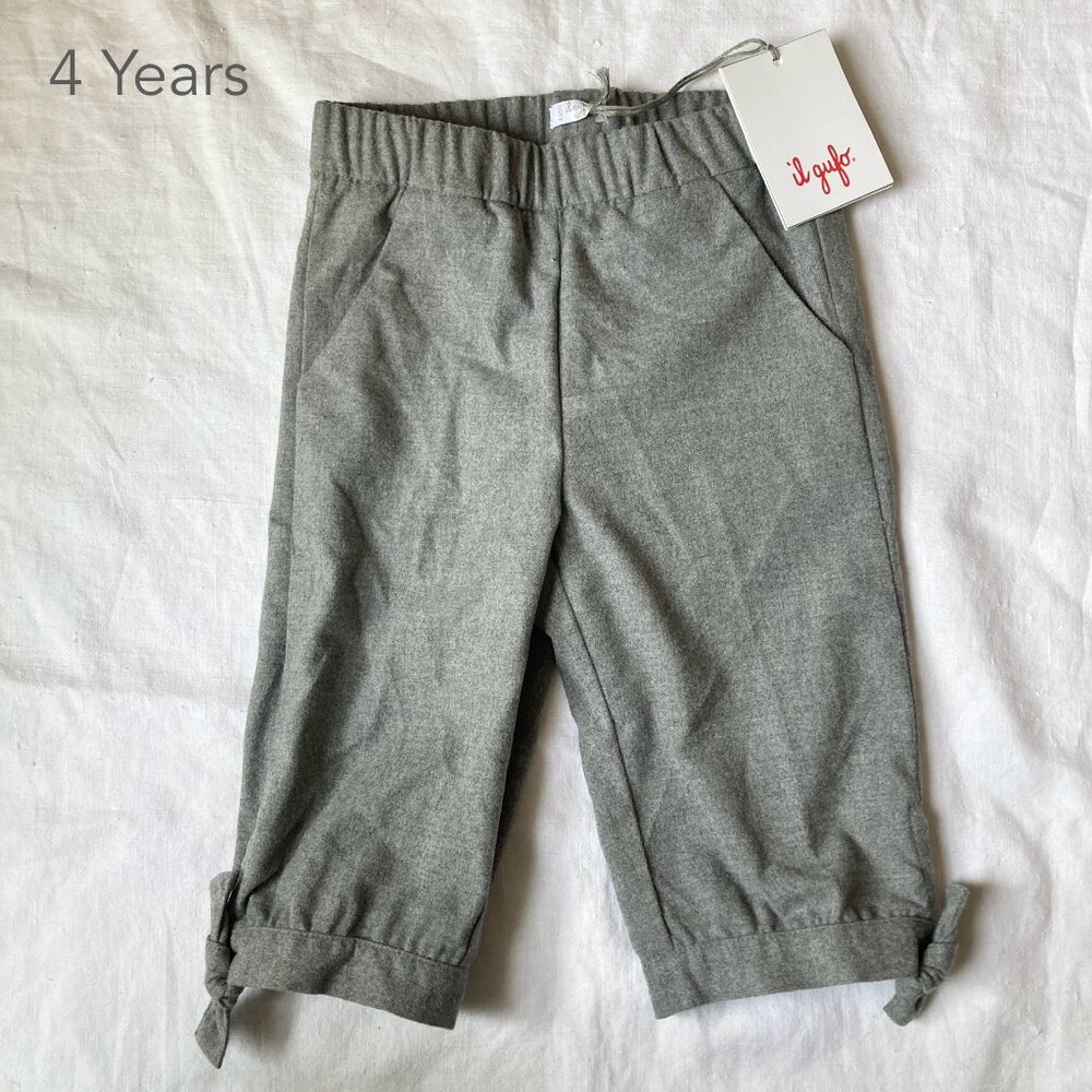 💙2/$25 il Gufo 4 Years Toddler Girl Bow Grey Viscose Trousers Pants